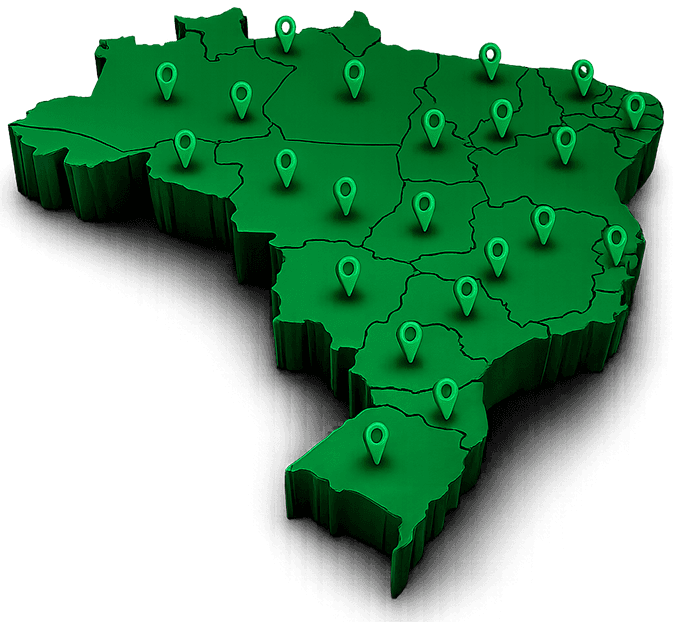 Mapa do Brasil com presença nacional da Monaco